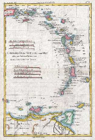 Belle carte (d'époque) de la Caraibe mais pas très exacte